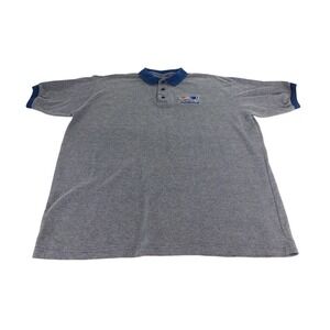 Mens New England Patriots Polo Shirt 3XL Blue Gray Honeycomb Pattern Embroidered